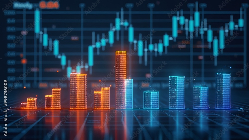 Futuristic Financial Growth Chart With Data Visualization Futuristic Financial Growth Chart With Data Visualization
