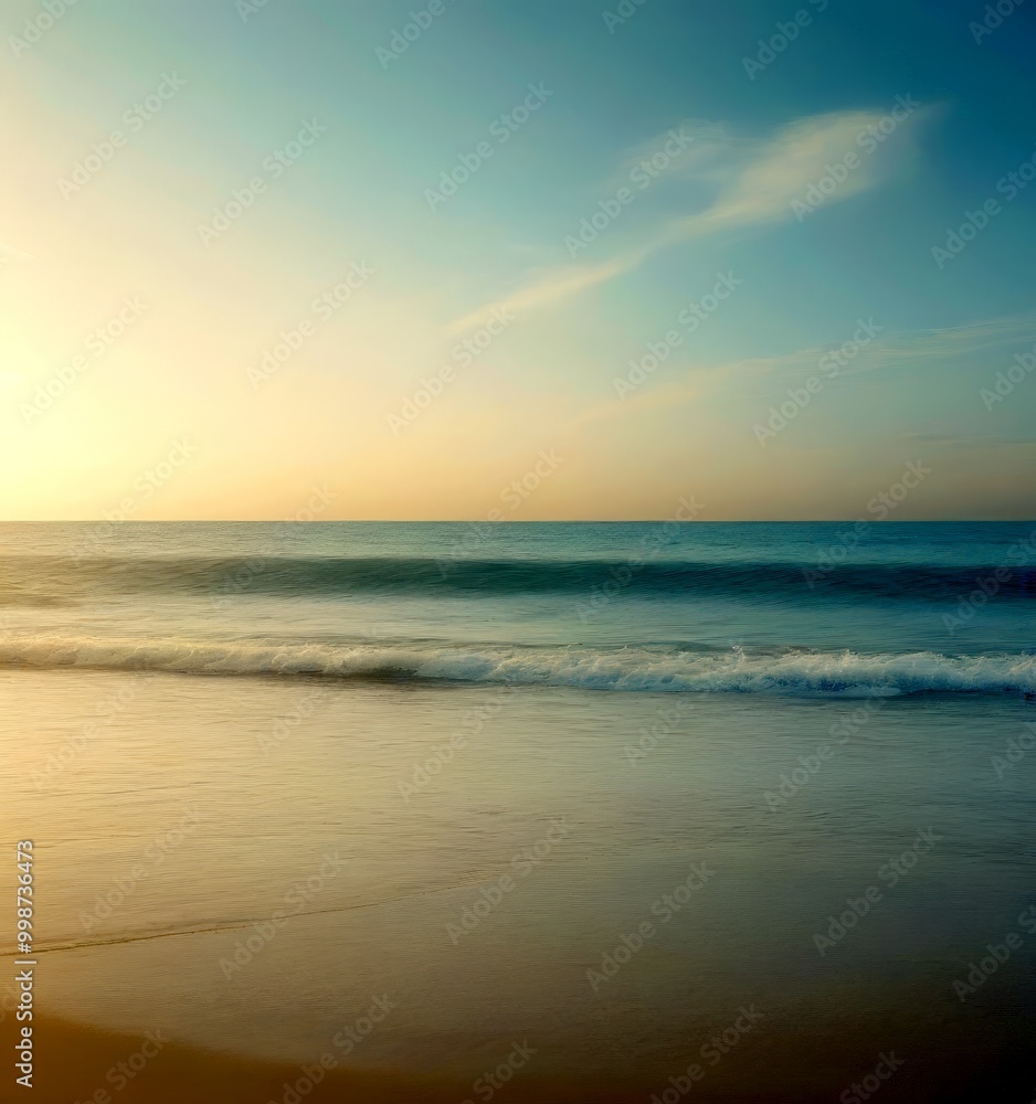 A serene beach scene at sunset, with the ocean gently lapping against the shore and the sky painted in warm hues of orange and yellow. A serene beach scene at sunset, with the ocean gently lapping against the shore and the sky painted in warm hues of orange and yellow.