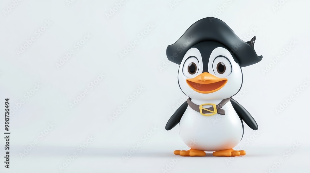 Obraz premium Cute Cartoon Pirate Penguin Character Design