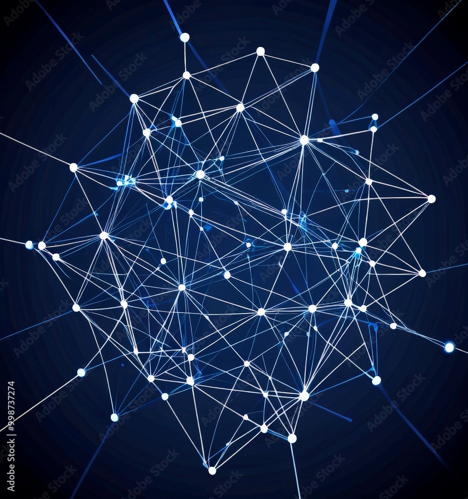 a complex network of interconnected lines and dots, resembling a digital or technological structure The lines and dots are arranged in a way that creates a complex network of interconnected lines and dots, resembling a digital or technological structure The lines and dots are arranged in a way that creates