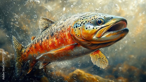 Brown Trout in Water - Stunning Close-up of a Fish