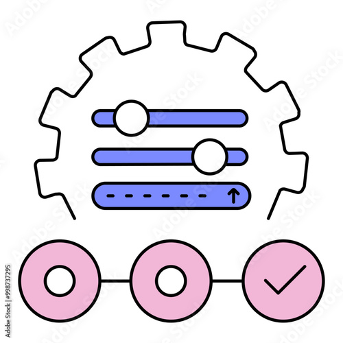 Multi-Stage Prompting Icon. Representing Sequential Prompt Handling. Task Segmentation. AI Workflow. Prompt Execution in Stages. Vector Editable icon.