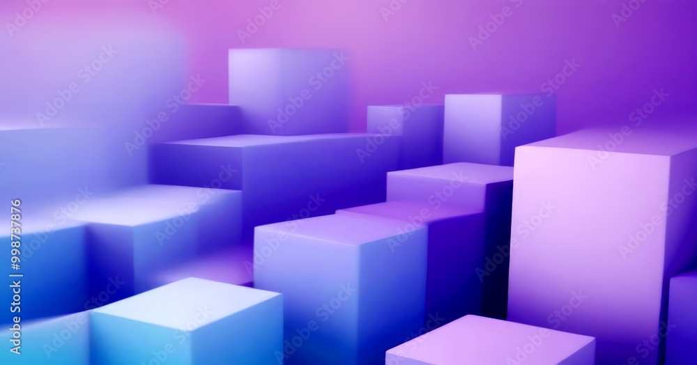 a collection of abstract, geometric cubes in various shades of blue and purple, arranged in a visually striking composition against a gradient background. a collection of abstract, geometric cubes in various shades of blue and purple, arranged in a visually striking composition against a gradient background.