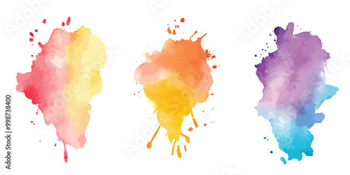 hand painter colors watercolor stain texture background, Set of color vector watercolor stains.