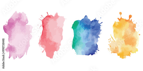 hand painter colors watercolor stain texture background, Set of color vector watercolor stains.