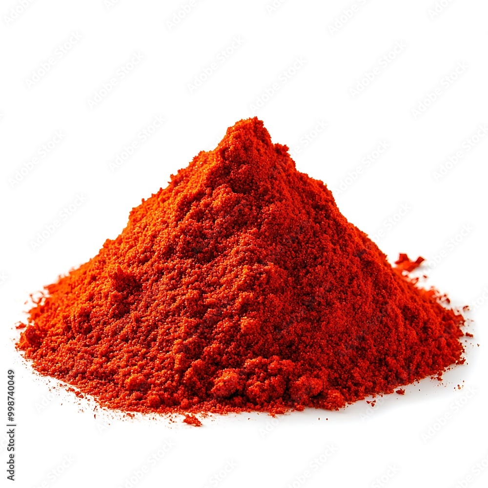 Pile of red paprika powder isolated on white background, clipping Pile of red paprika powder isolated on white background, clipping