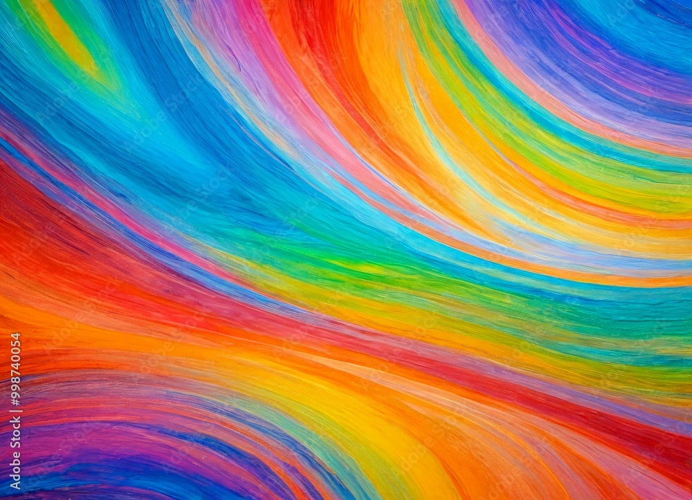 a vibrant abstract painting featuring a rainbow-like pattern of curved lines in various colors, including blue, orange, yellow, green, and purple a vibrant abstract painting featuring a rainbow-like pattern of curved lines in various colors, including blue, orange, yellow, green, and purple