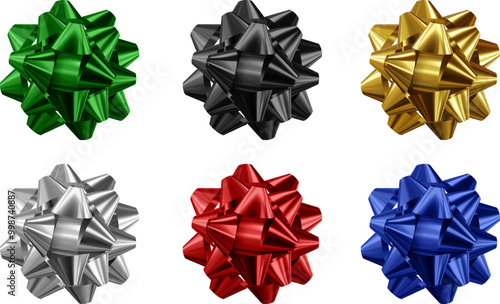 set of realistic bows in different colors