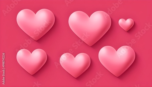 realistic 3D pink heart symbols embodying love and affection