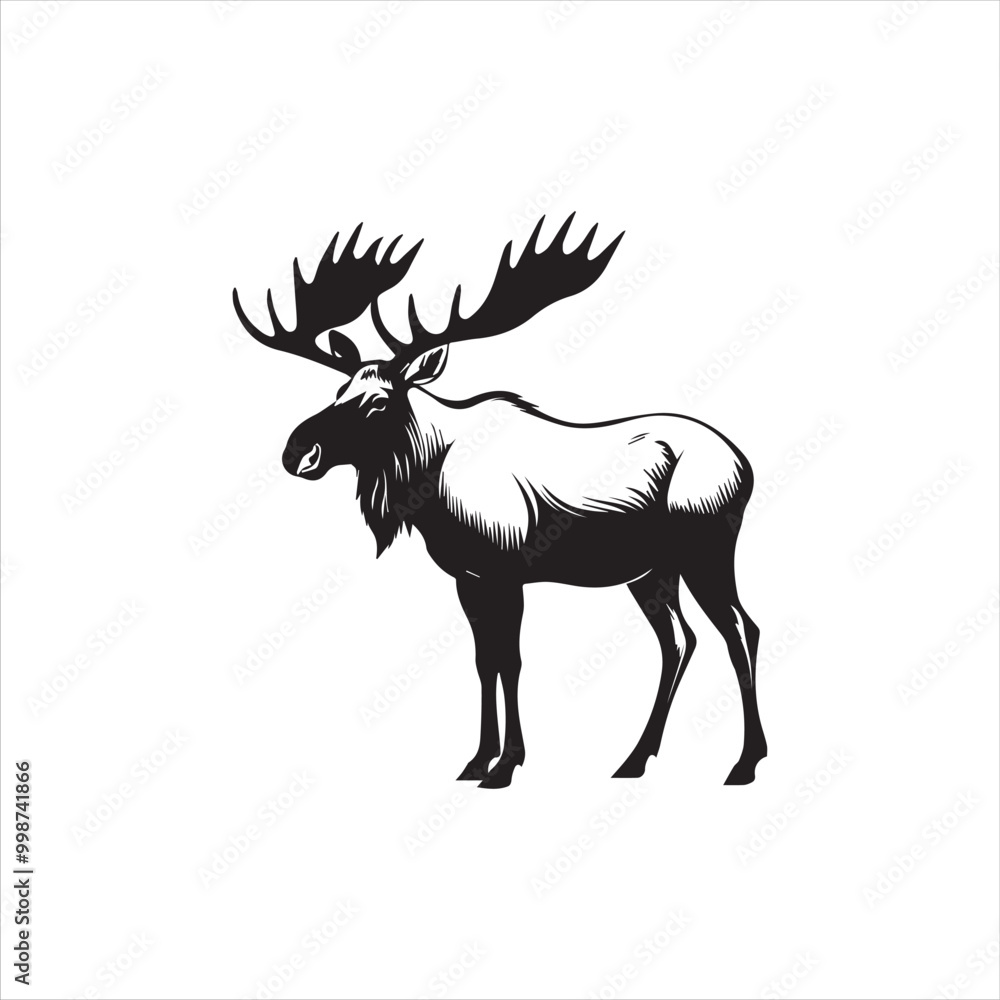 deer silhouette vector illustration, 