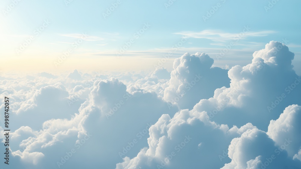 Aerial View of White Puffy Clouds with Blue Sky, Taken from Above Aerial View of White Puffy Clouds with Blue Sky, Taken from Above