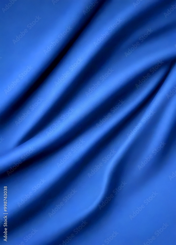 Fototapeta premium a close-up view fabric surface with a deep blue color, exhibiting a smooth and flowing texture