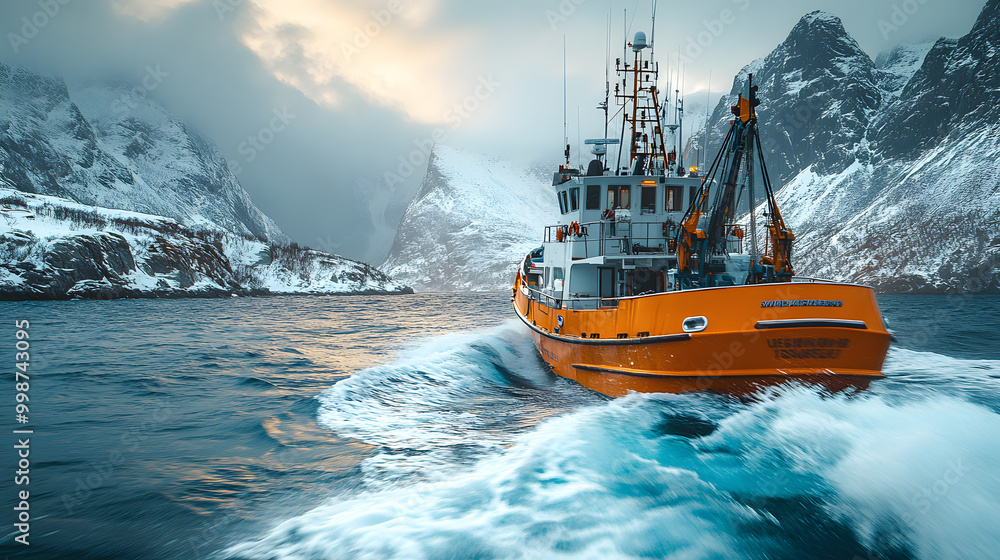 A Fishing Boat in the Sea of Norway, Photorealistic Wide Shot
A Fishing Boat in the Sea of Norway, Photorealistic Wide Shot