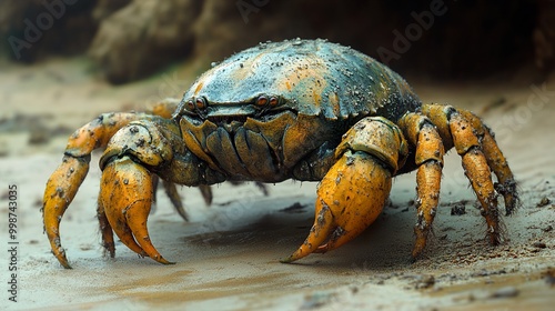 Close-Up of a Crab on the Beach