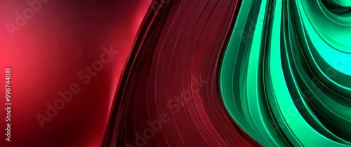 a striking abstract composition of curved lines in red and green, creating a sense of movement and dynamism photo