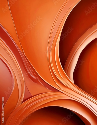 a digital illustration featuring abstract shapes and patterns in shades of orange and brown, creating a dynamic and visually striking composition photo