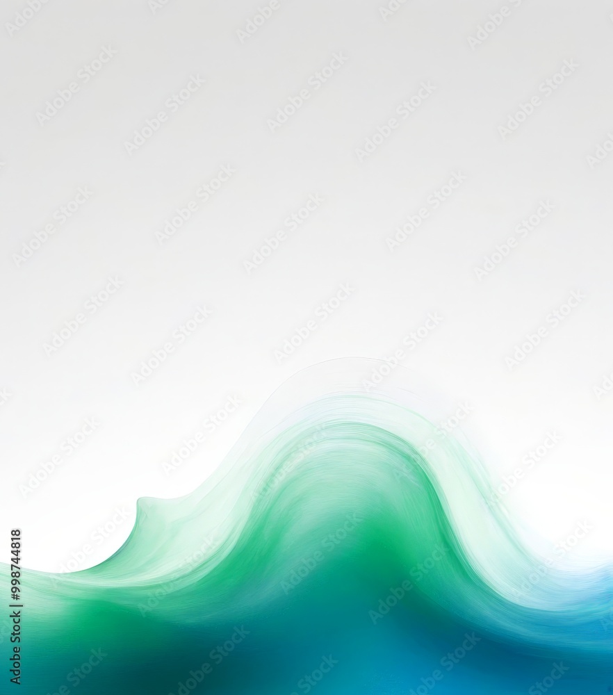 Obraz premium a serene, abstract representation wave, with a gradient of blue and green colors The wave is depicted in a flowing, wavy motion, creating a sense of movement