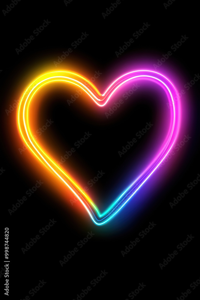 Abstract Heart with Glowing Neon Rays Abstract Heart with Glowing Neon Rays