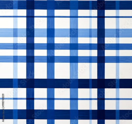 a close-up view blue and white checkered pattern, with the lines and squares arranged in a grid-like fashion photo