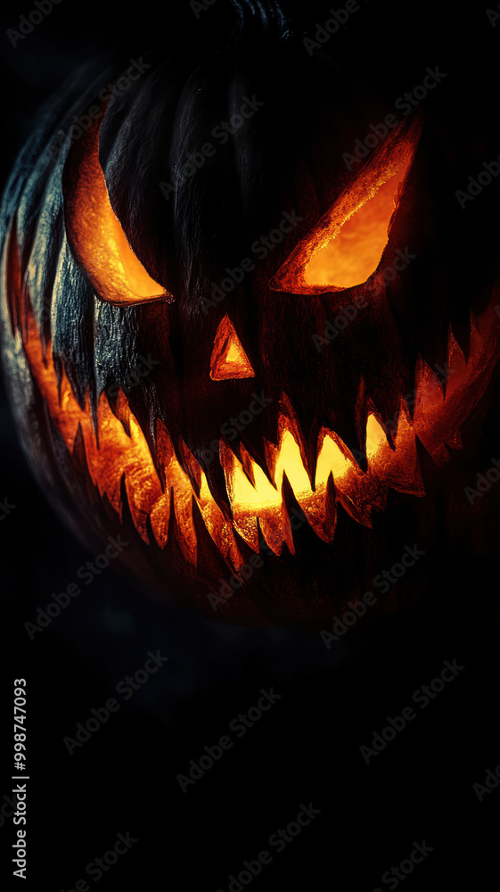Fototapeta premium Halloween Horror Pumpkin with Fangs