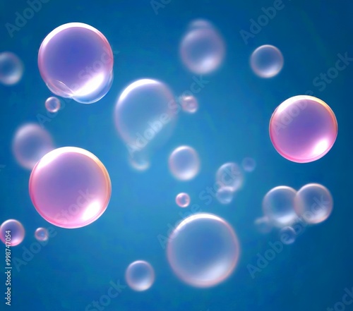 Wallpaper Mural A collection of pink and white bubbles floating against a light blue background Torontodigital.ca