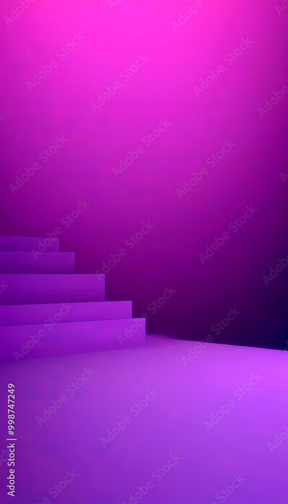 A minimalist purple staircase against a gradient background A minimalist purple staircase against a gradient background