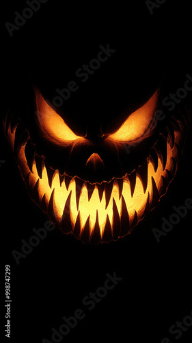 Evil Glowing Pumpkin Face