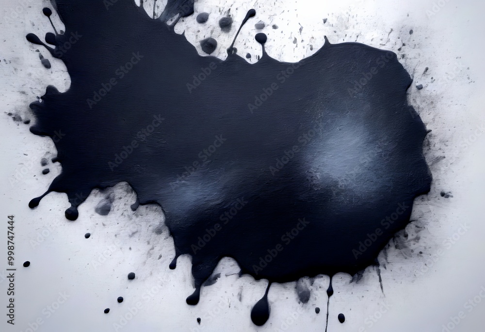 Obraz premium A dark, abstract splash of ink or paint on a light background