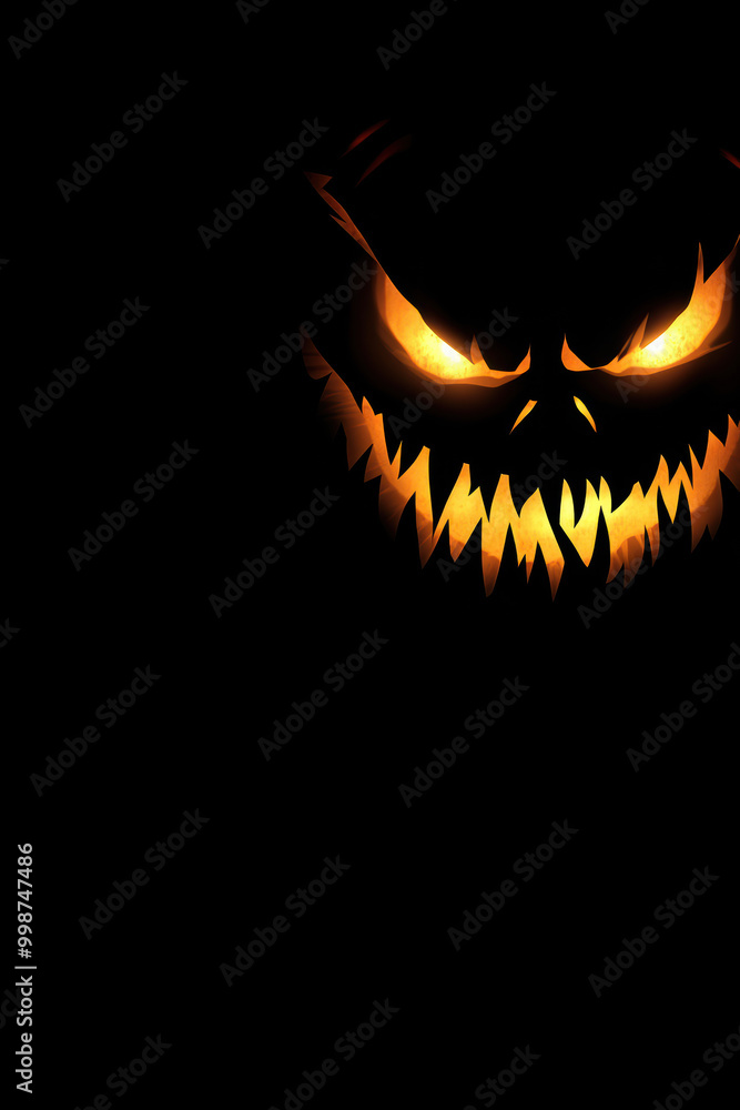 Scary Halloween jack-o'-lantern in darkness Scary Halloween jack-o'-lantern in darkness
