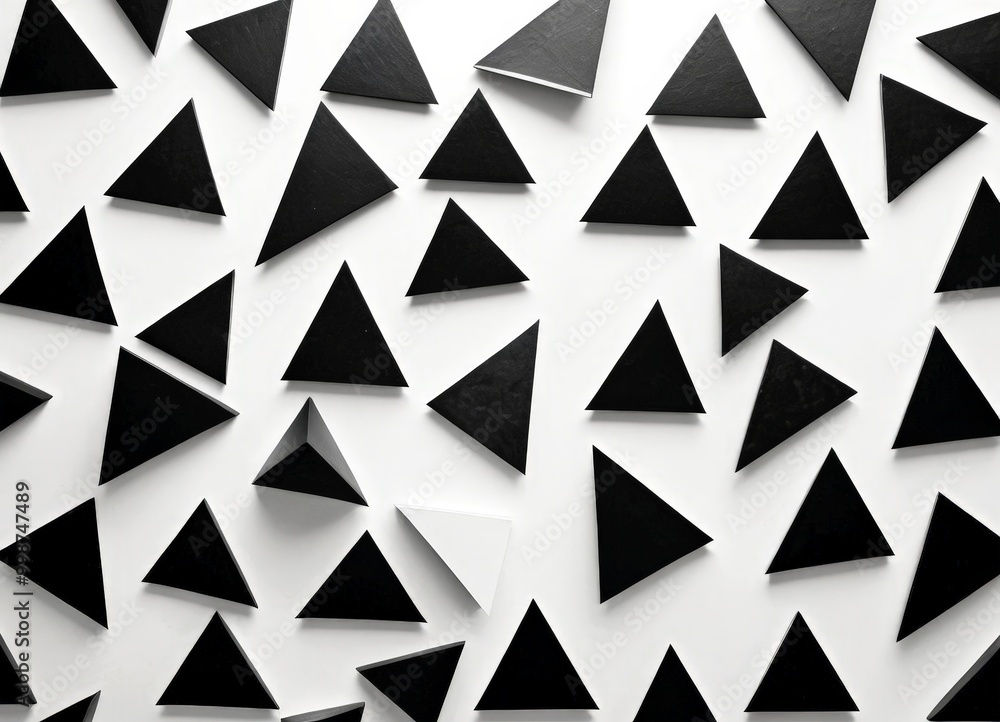 A black and white of overlapping triangular shapes, with some white triangles interspersed among the black ones A black and white of overlapping triangular shapes, with some white triangles interspersed among the black ones