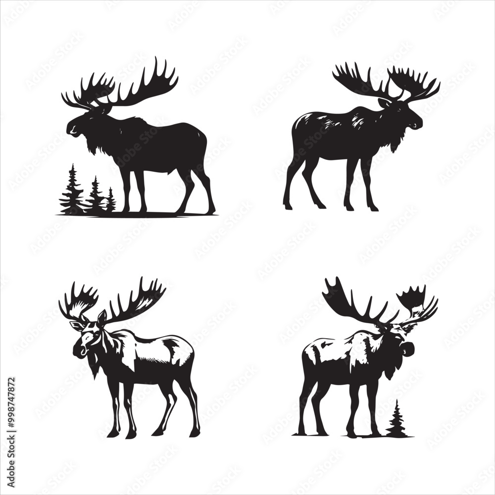Naklejka premium deer silhouette vector illustration, 
