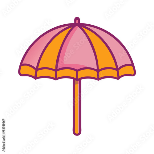 Pink Beach Umbrella Icon