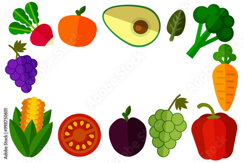 frame of fruits and vegetables