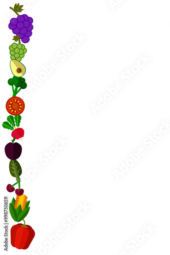 frame with fruit and vegetables