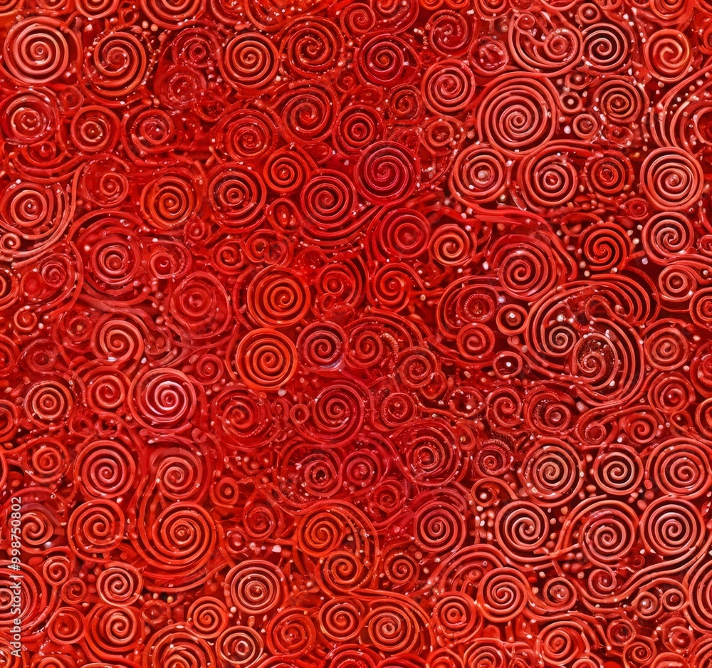 a repeating pattern of red and white spirals, creating a visually striking and abstract design a repeating pattern of red and white spirals, creating a visually striking and abstract design