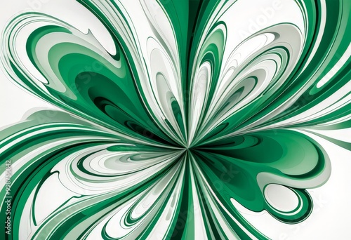 a vibrant abstract design with a symmetrical pattern of green and white lines and curves, creating a sense of movement and energy photo