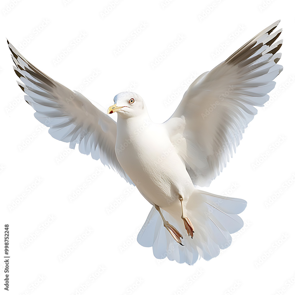 Fototapeta premium Majestic seagull in flight with outstretched wings