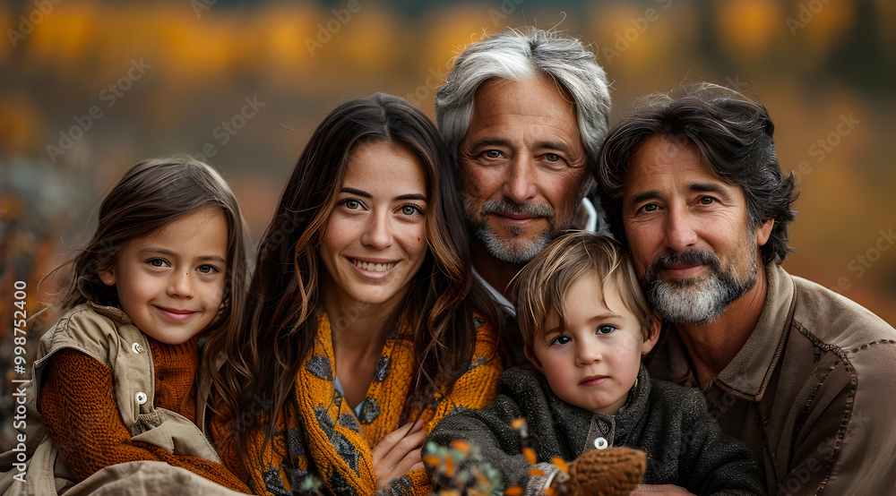Family Portrait in Autumn Setting - A Close-Up of Happiness Family Portrait in Autumn Setting - A Close-Up of Happiness