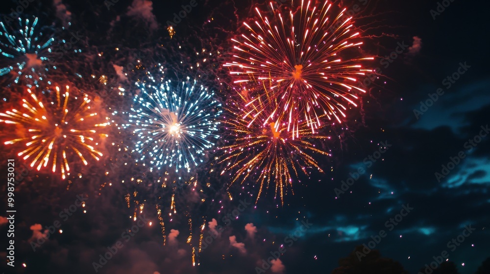 Vibrant Fireworks Display at Night Vibrant Fireworks Display at Night