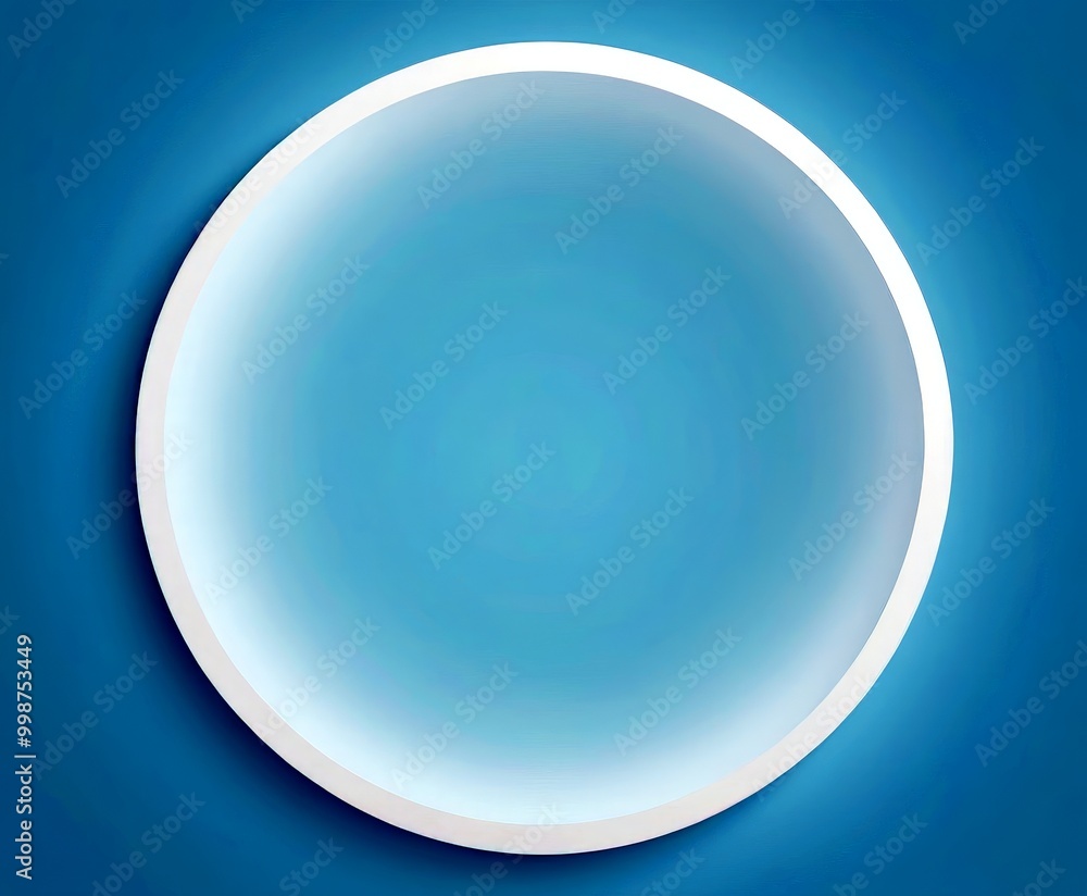 A white circular frame is centered against a gradient blue background A white circular frame is centered against a gradient blue background