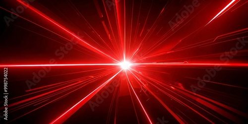 a red laser beam radiating outwards from a central point, creating a striking visual effect against a dark background