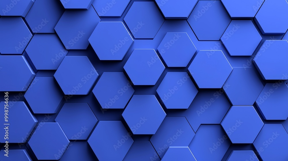 Detailed geometric hexagon pattern in blue and dark for technology, medicine, and science. Detailed geometric hexagon pattern in blue and dark for technology, medicine, and science.