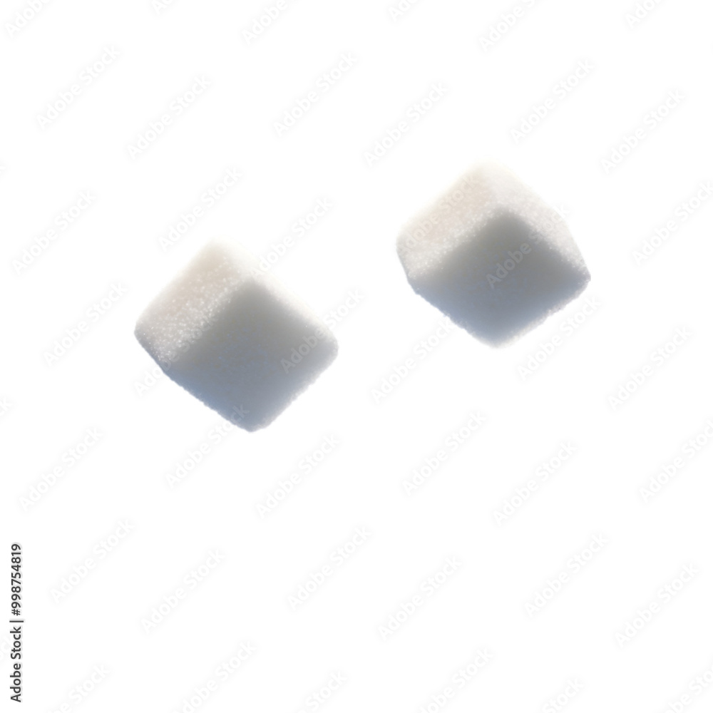 A white cube of sugar on a white and transparent background. PNG cutout. A white cube of sugar on a white and transparent background. PNG cutout.