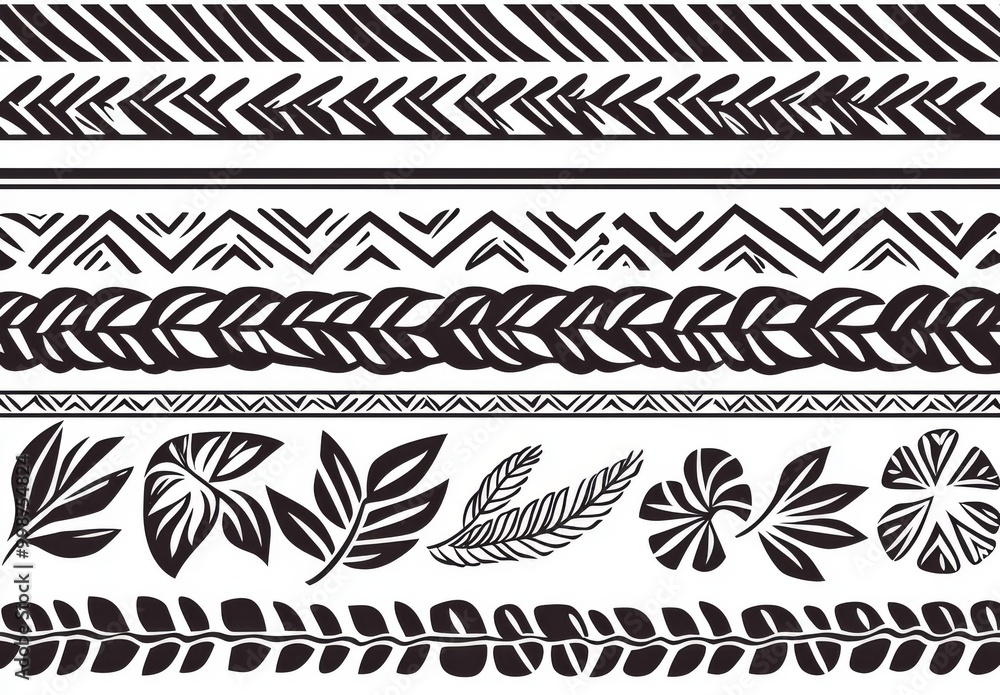 Basic block lineart tribal tattoo design in Maori tribal style Basic block lineart tribal tattoo design in Maori tribal style