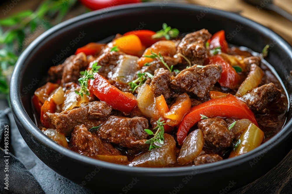 classic beef goulash with peppers and onions - generative ai classic beef goulash with peppers and onions - generative ai