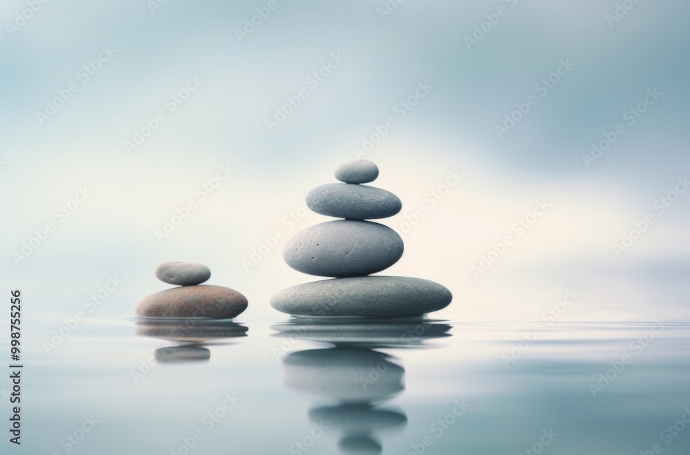 Tranquil zen background with soft water ripples and balanced stones, symbolizing harmony and peace Tranquil zen background with soft water ripples and balanced stones, symbolizing harmony and peace