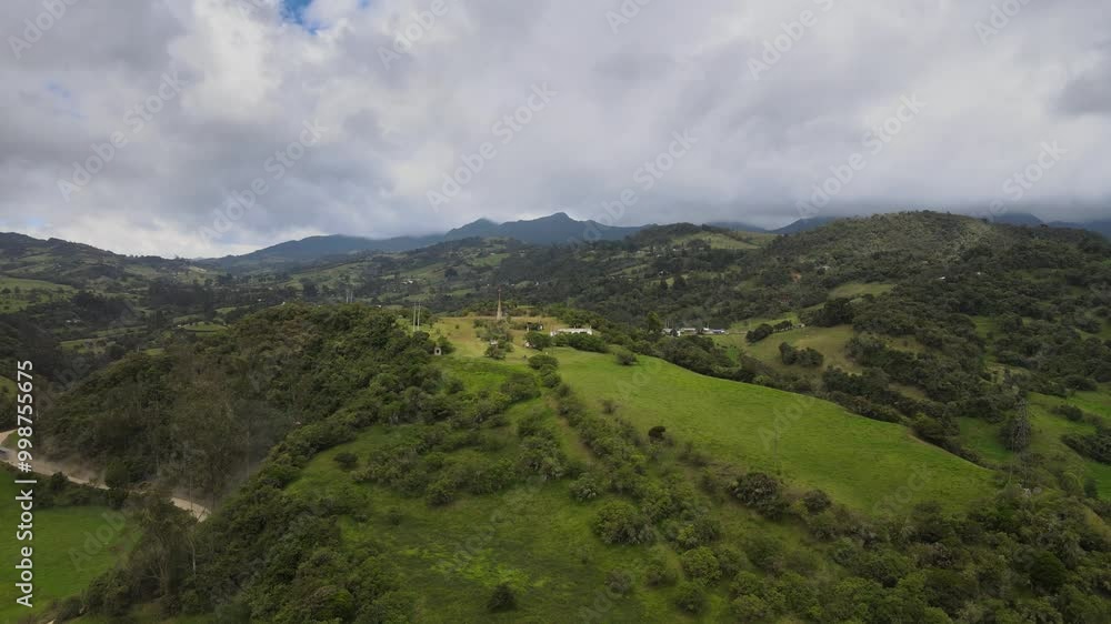 Aerial view of green mountains and cloudy sky, Colombia Aerial view of green mountains and cloudy sky, Colombia