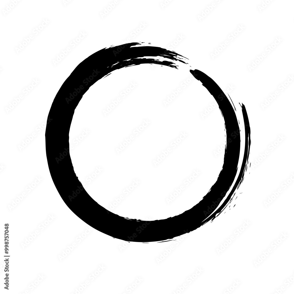 Circle ink brush paint, black round stroke frame, vector illustration. Circle ink brush paint, black round stroke frame, vector illustration.