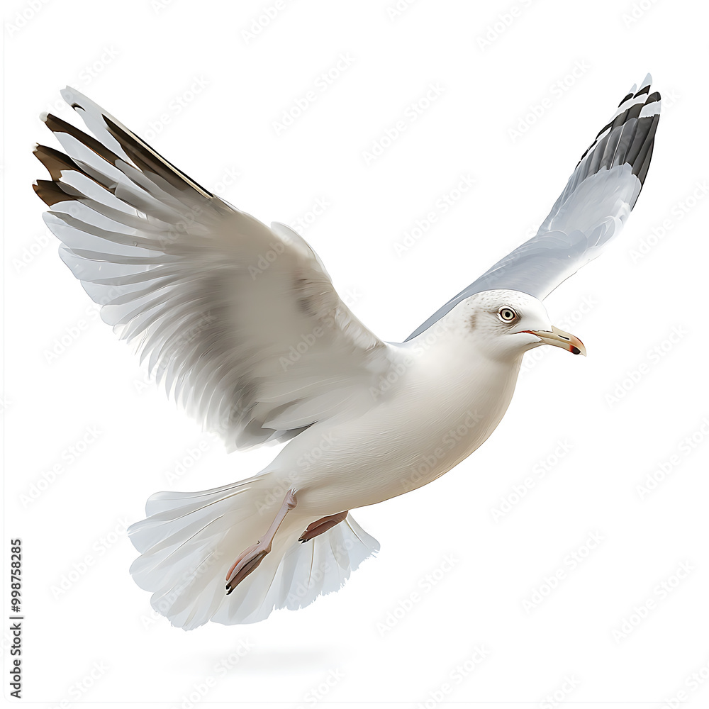 Fototapeta premium Realistic illustration of a seagull in flight