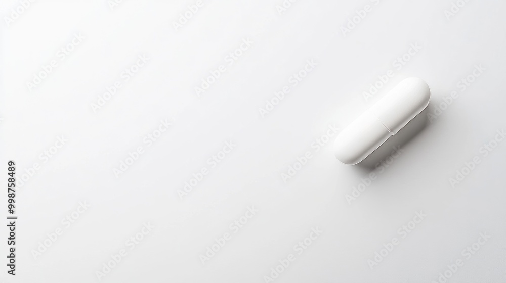 Minimal White Background with Simple Pill Silhouette in Lower Corner. This clean design is perfect for professional websites Minimal White Background with Simple Pill Silhouette in Lower Corner. This clean design is perfect for professional websites